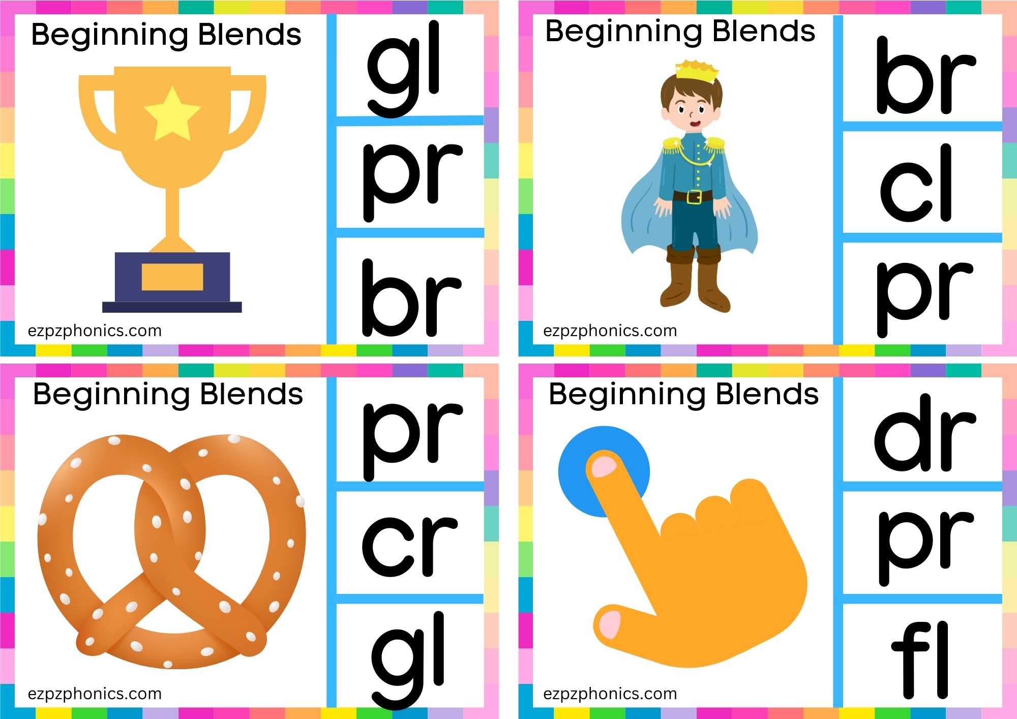 PR Beginning Blends Clip Cards Look At The Images And Clip The Correct Letters Set 1